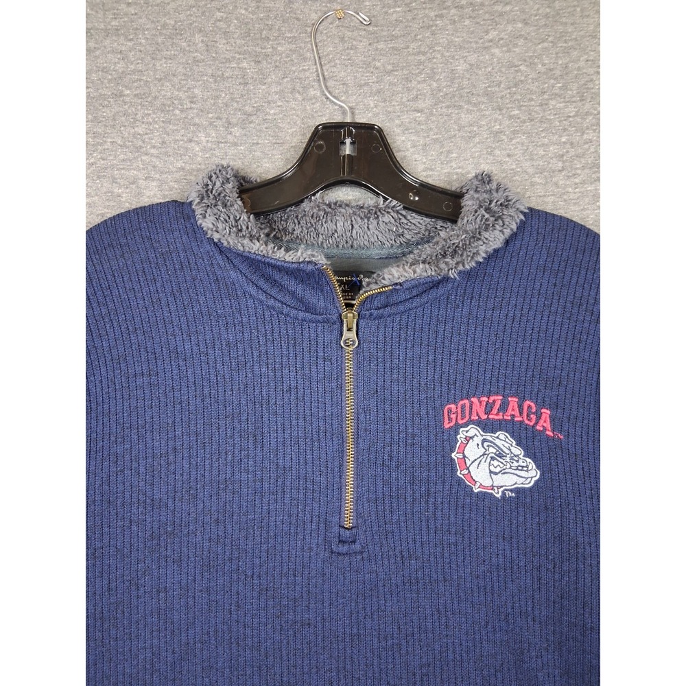 Gonzaga Bulldogs‎ Mens Jacket XL Blue Knit 1/4 Zip Champion Elite Zags College